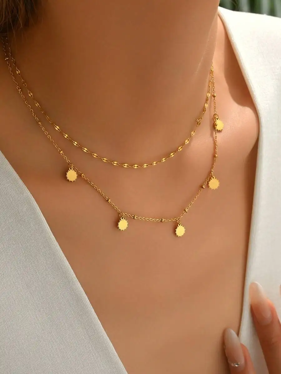 Minimalist Double Layer Geometric Disc Pendant Chain Necklace For Women
Minimalist Double Layer Geometric Disc Pendant Chain Necklace For Women
