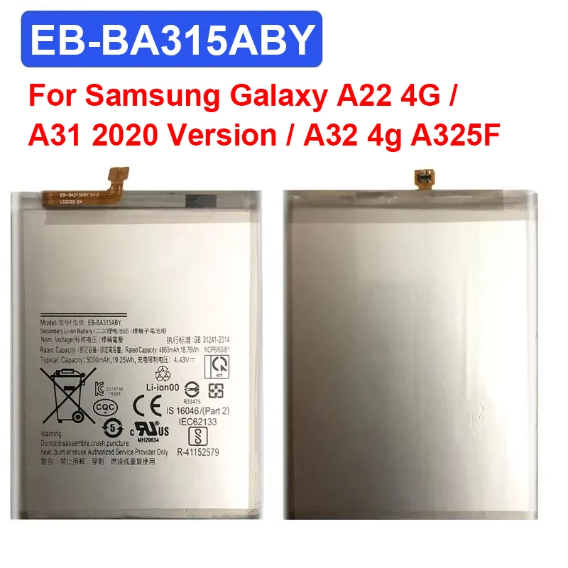 Сменный аккумулятор EB-BA315ABY EB-BA315ABY для Samsung Galaxy A22 4G/A31 2020, версия/A32 4g A325F A32 + инструменты
Сменный аккумулятор EB-BA315ABY EB-BA315ABY для Samsung Galaxy A22 4G/A31 2020, версия/A32 4g A325F A32 + инструменты