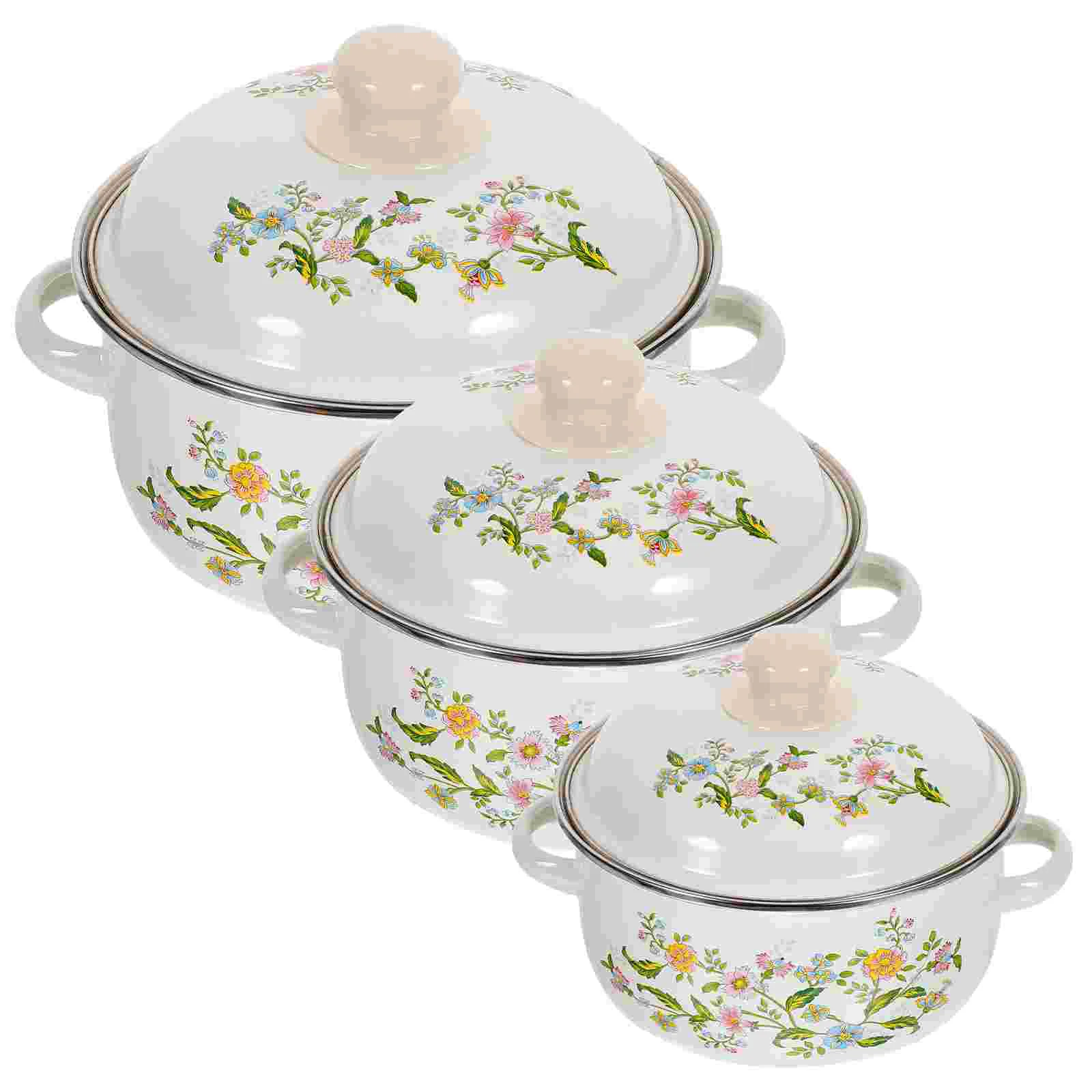 3 Pcs Enamelware Soup Pot Cookware for Stove Top Stockpot Small Sauce Pan Cooker
3 Pcs Enamelware Soup Pot Cookware for Stove Top Stockpot Small Sauce Pan Cooker