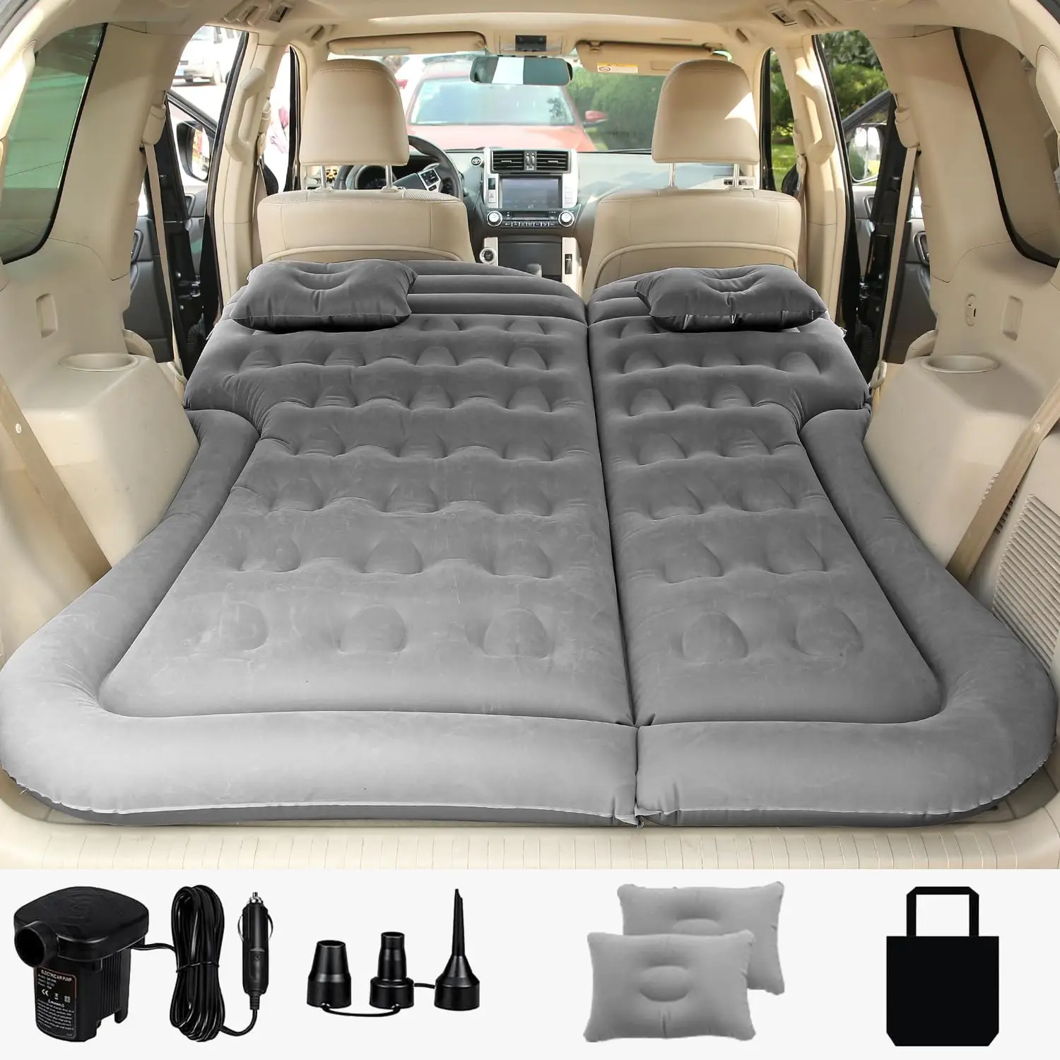 Inflatable SUV Air Mattress with Pump - Thickened Car Camping Bed for Travel, Home, Outdoor - Grey
Inflatable SUV Air Mattress with Pump - Thickened Car Camping Bed for Travel, Home, Outdoor - Grey