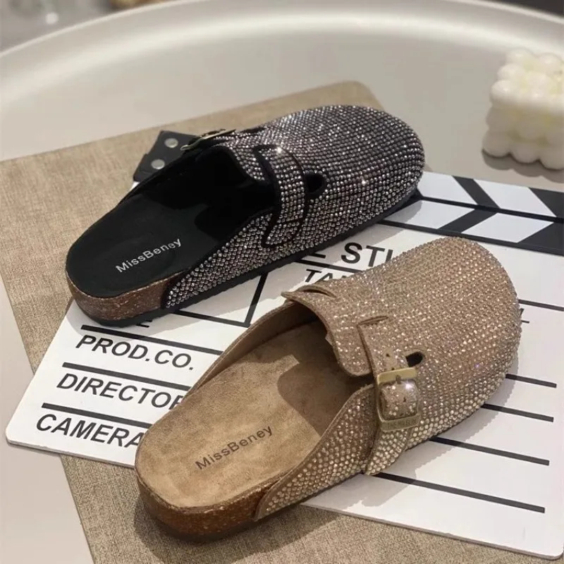 Closed Toe Half Slipper Women Mules French Style Rhinestone Slip on Casual Versatile Outdoor 2026 Spring Autumn New Arrival
Closed Toe Half Slipper Women Mules French Style Rhinestone Slip on Casual Versatile Outdoor 2026 Spring Autumn New Arrival