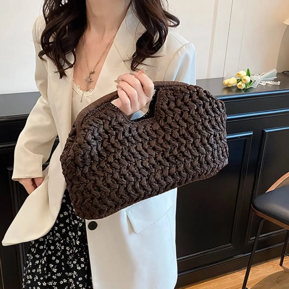 Trendy Large Capacity Straw Bag Half-Moon Grass Weave Tote Bag Simple Fashion Clutch Crescent Bag Beach
Trendy Large Capacity Straw Bag Half-Moon Grass Weave Tote Bag Simple Fashion Clutch Crescent Bag Beach