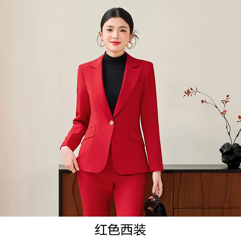 Elegant Red Evening Women's Suits 2 Piece Jacket Pants Sets High Quality Peak Lapel One-Button Slim Fit Office Blazer Clothing
Elegant Red Evening Women's Suits 2 Piece Jacket Pants Sets High Quality Peak Lapel One-Button Slim Fit Office Blazer Clothing