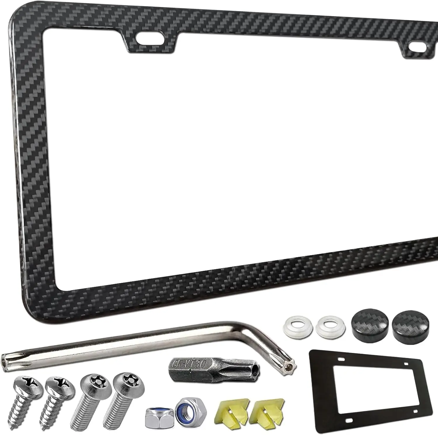 Carbon Fiber License Plate Frame - Real Carbon Fiber Cloth Wrapped, Rust Proof Stainless Steel with Rattle Proof Pad, Fits US
Carbon Fiber License Plate Frame - Real Carbon Fiber Cloth Wrapped, Rust Proof Stainless Steel with Rattle Proof Pad, Fits US