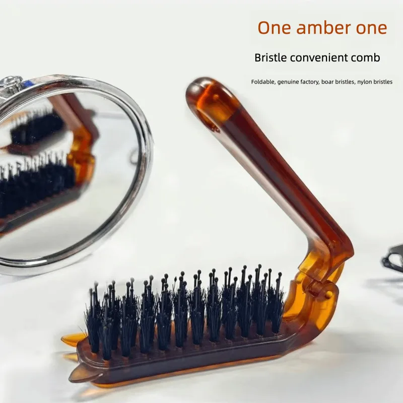 Amber Folding Pig Bristle Comb, Anti-static Portable Travel Straight And Curly Hair Mini Comb
Amber Folding Pig Bristle Comb, Anti-static Portable Travel Straight And Curly Hair Mini Comb