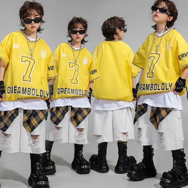 Kid Kpop Hip Hop Clothing Yellow V Neck Elastic Hem Top T Shirt White Distressed Shorts for Girl Boy Jazz Dance Costumes Clothes
Kid Kpop Hip Hop Clothing Yellow V Neck Elastic Hem Top T Shirt White Distressed Shorts for Girl Boy Jazz Dance Costumes Clothes