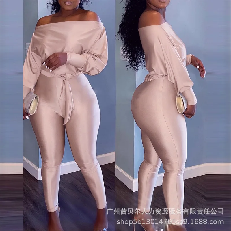 Temperament Womens Rompers Champagne One Shoulder Long Sleeve Waist Tight Jumpsuit with Belt
Temperament Womens Rompers Champagne One Shoulder Long Sleeve Waist Tight Jumpsuit with Belt