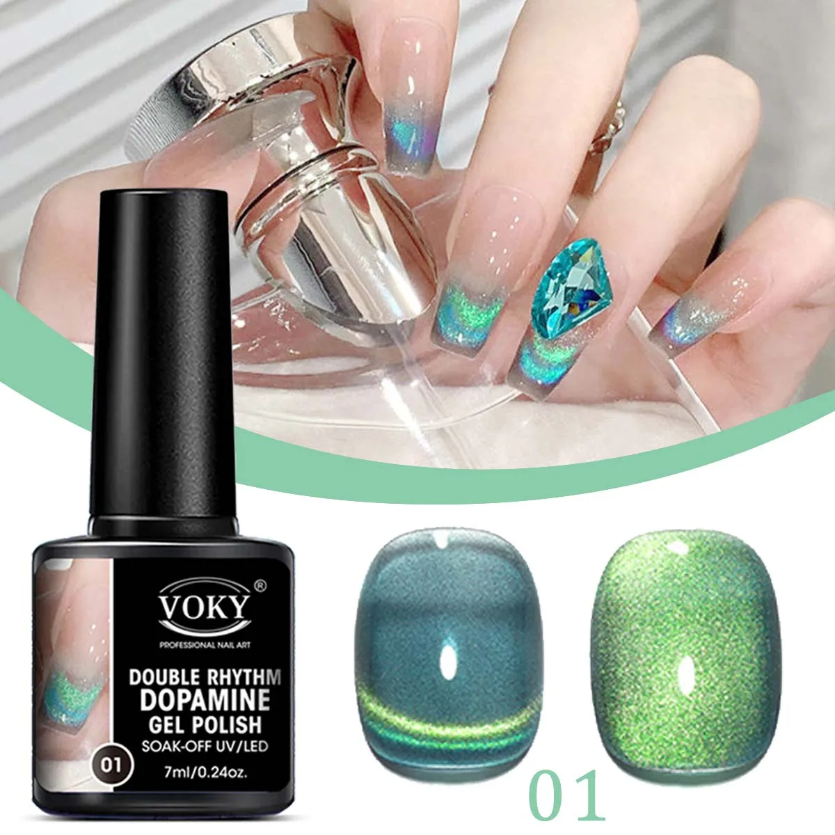 VOKY 7ml two-tone double-gloss cat Eye gel nail polish is durable and is a gift for women in nail salons
VOKY 7ml two-tone double-gloss cat Eye gel nail polish is durable and is a gift for women in nail salons