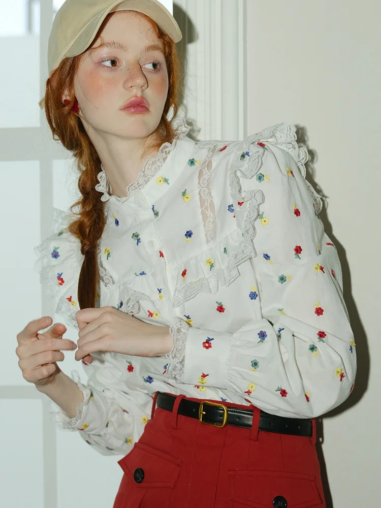 Elegant Floral Lace Shirt Women's Cotton Button up Blouse Spring Fashionable Cute Small Shirt Vintage Style Commute Cotton
Elegant Floral Lace Shirt Women's Cotton Button up Blouse Spring Fashionable Cute Small Shirt Vintage Style Commute Cotton