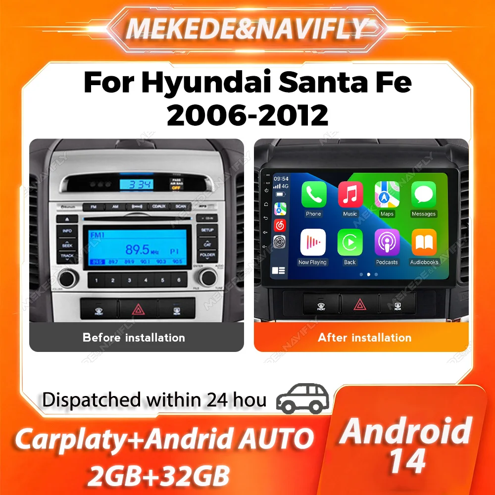 MEKEDE Wireless Carplay For Hyundai Santa Fe 2 2006-2012 IPS Screen Car Radio GPS autoradio Stereo Intelligent Car audio system
MEKEDE Wireless Carplay For Hyundai Santa Fe 2 2006-2012 IPS Screen Car Radio GPS autoradio Stereo Intelligent Car audio system