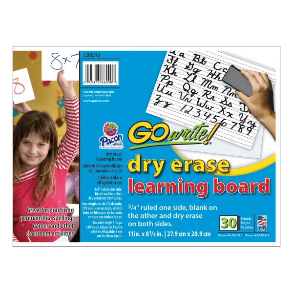 Array Dry Erase Learning Sheets, Non-Adhesive, White, 3/4" x 3/8" x 1/4" Ruled, 11" x 8-1/4", 30 Sheets
Array Dry Erase Learning Sheets, Non-Adhesive, White, 3/4" x 3/8" x 1/4" Ruled, 11" x 8-1/4", 30 Sheets
