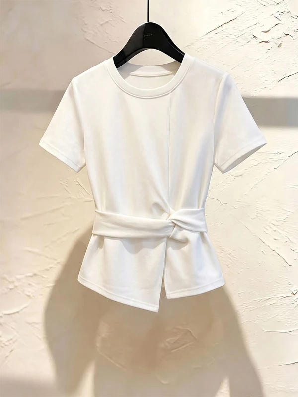 2026 New White Knot Short Sleeve T-Shirt Women Summer Anti-Aging Versatile round Neck Slimming Overhead Shirt Casual Style
2026 New White Knot Short Sleeve T-Shirt Women Summer Anti-Aging Versatile round Neck Slimming Overhead Shirt Casual Style