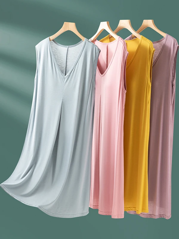 Summer Thin Sleeveless Vest Dress Women's Home Clothes Modal Sleepwear Mid-Length with Chest Pad V-Neck Other 100% Fabric
Summer Thin Sleeveless Vest Dress Women's Home Clothes Modal Sleepwear Mid-Length with Chest Pad V-Neck Other 100% Fabric
