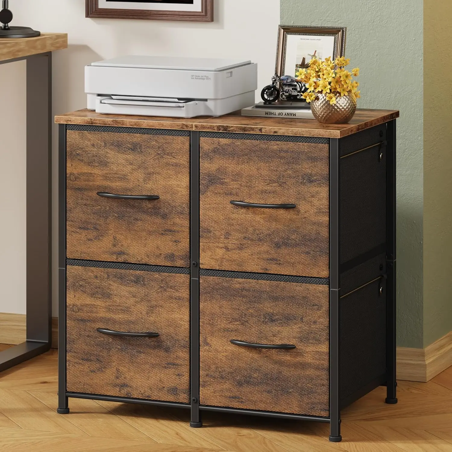 4-Drawer Mobile File Cabinet with Printer Stand, Rustic Brown for Home Office Storage
4-Drawer Mobile File Cabinet with Printer Stand, Rustic Brown for Home Office Storage