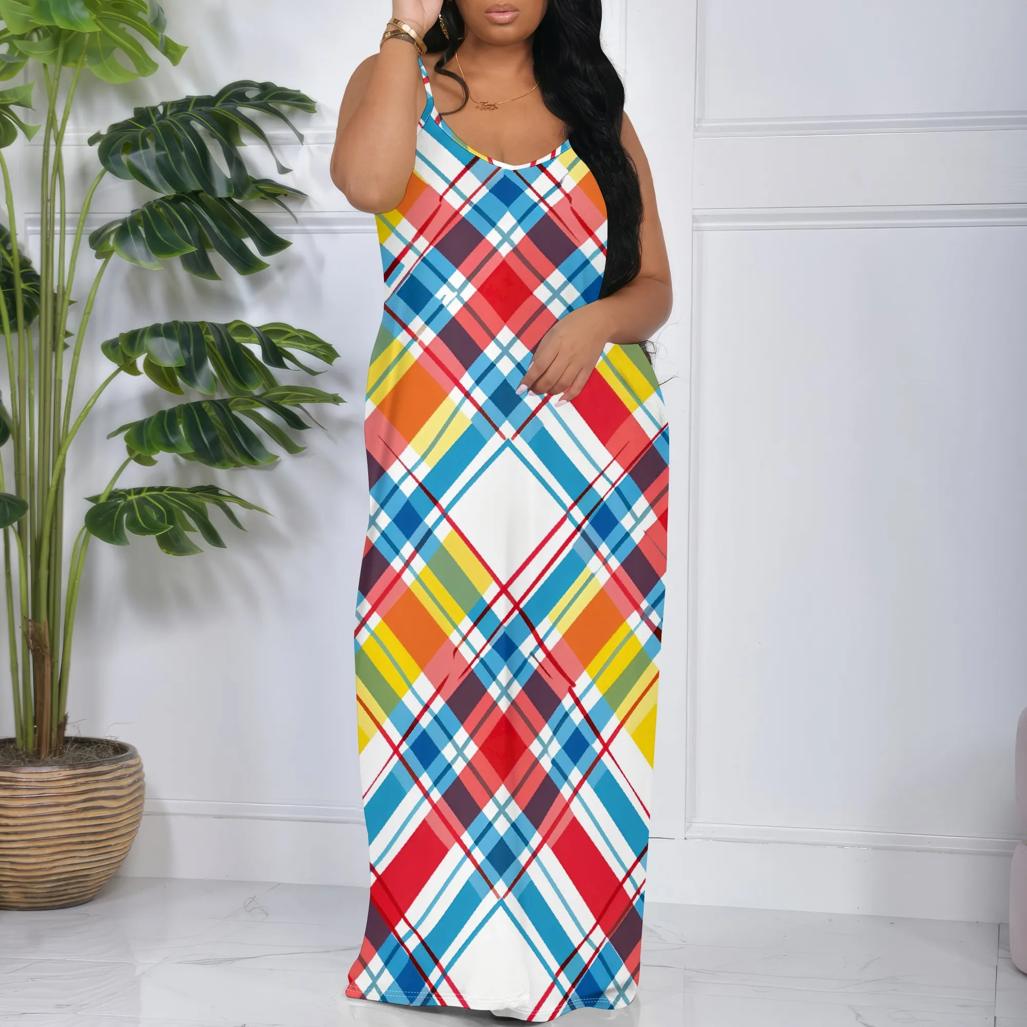 Plaid Spaghetti Strap Maxi Dress Women's 2025 New Arrival S-3XL Casual Summer Dress
Plaid Spaghetti Strap Maxi Dress Women's 2025 New Arrival S-3XL Casual Summer Dress