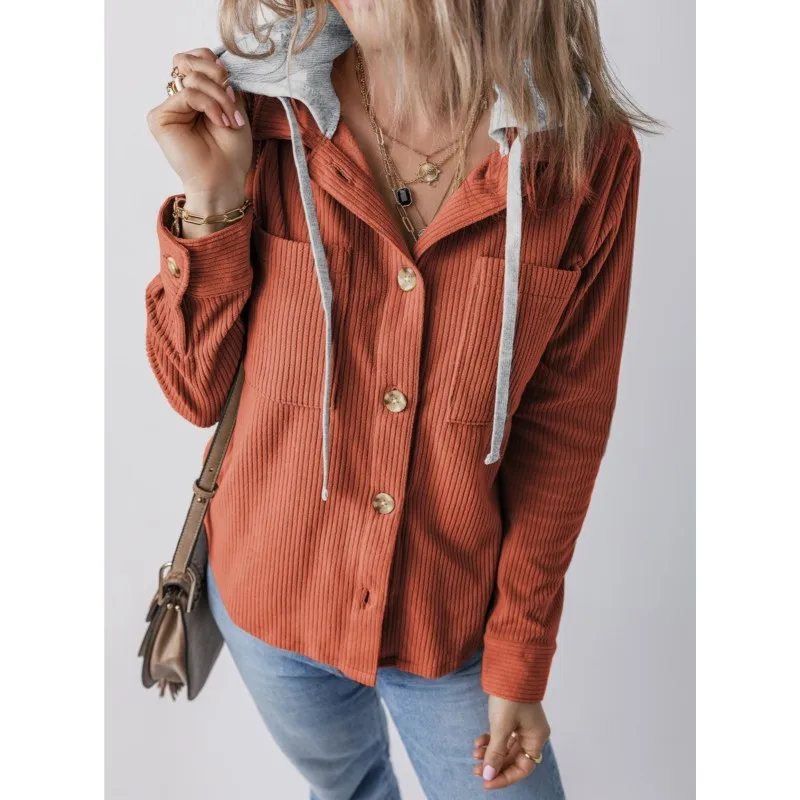 Autumn And Winter Flip Tie Button Cardigan Purse Hooded Drawstring Corduroy Jacket Women's Solid Color Casual Loose Coat 2025
Autumn And Winter Flip Tie Button Cardigan Purse Hooded Drawstring Corduroy Jacket Women's Solid Color Casual Loose Coat 2025