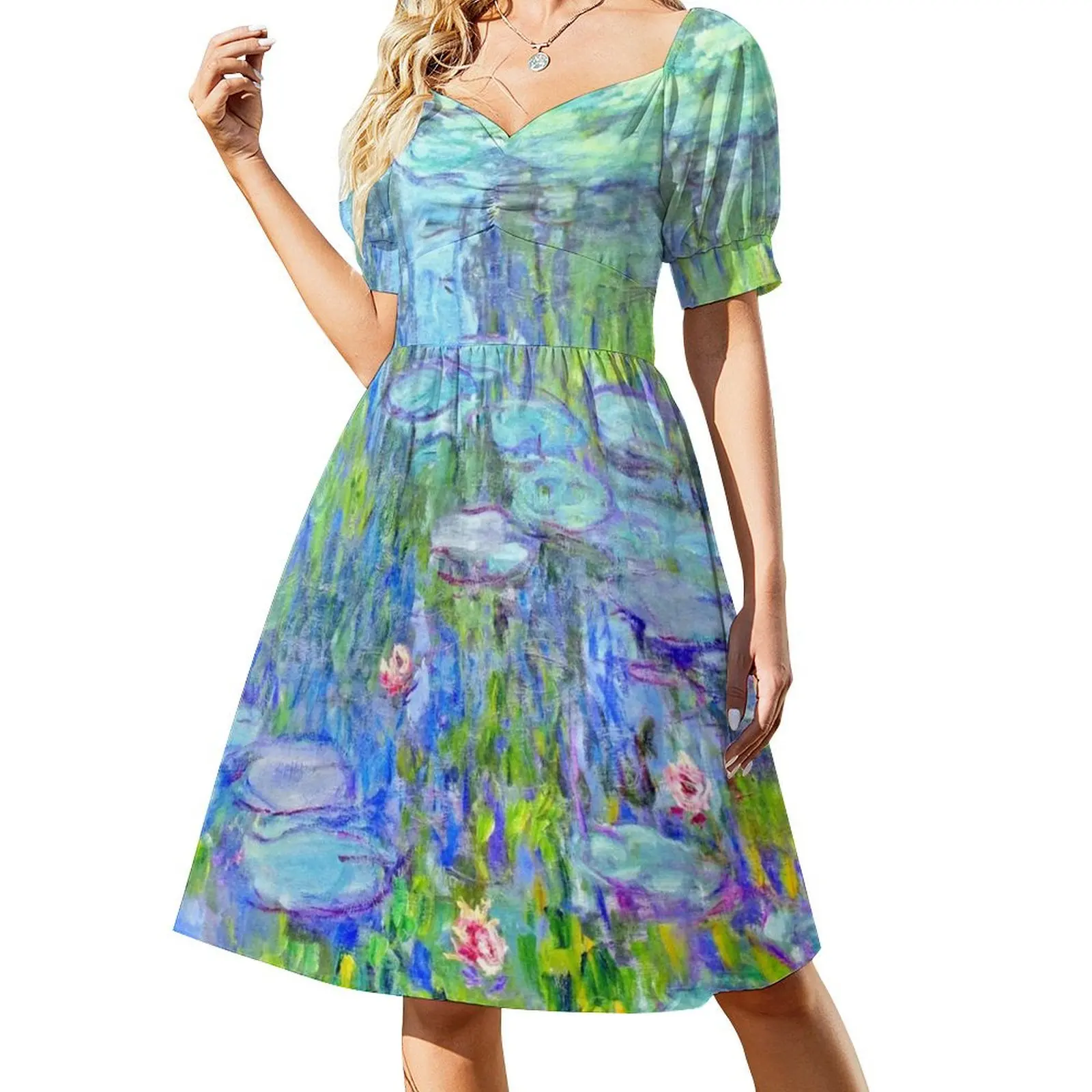 Water Lilies moneT Short Sleeved Dress evening dress women Woman's evening dress
Water Lilies moneT Short Sleeved Dress evening dress women Woman's evening dress