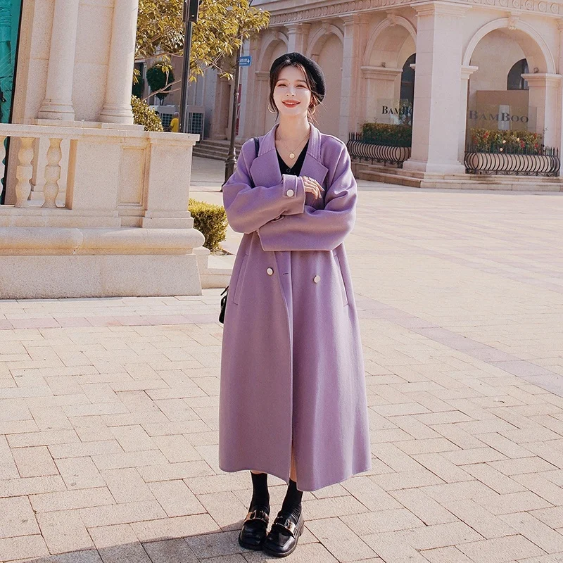 Elegant Purple Cashmere Coat Women 2023 Winter Windbreaker Hepburn Style Double-Breasted Office Lady Long Woolen Coat Outerwear
Elegant Purple Cashmere Coat Women 2023 Winter Windbreaker Hepburn Style Double-Breasted Office Lady Long Woolen Coat Outerwear