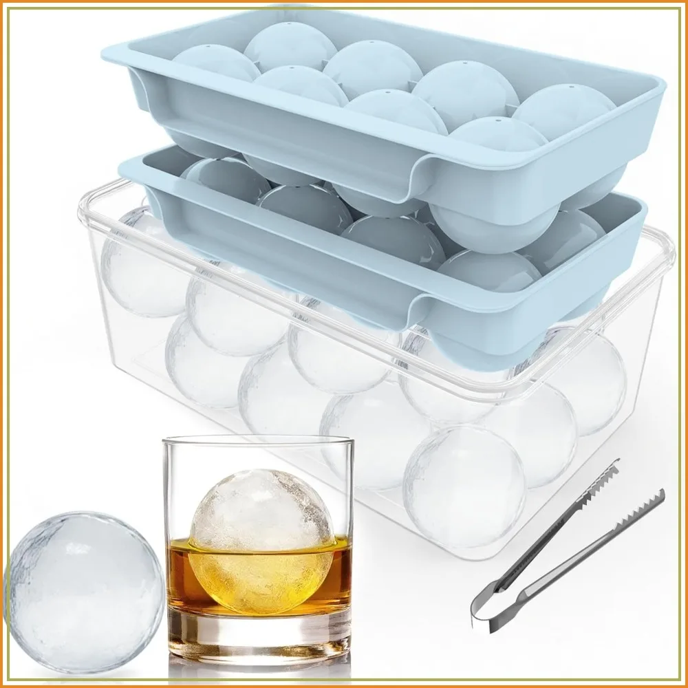 2.5" Large Ice Ball Maker Mold, 8 Balls Sphere Ice Cube Tray with Container and Tongs, Easy Fill & Release for Whiskey Bourbon Cocktail
2.5" Large Ice Ball Maker Mold, 8 Balls Sphere Ice Cube Tray with Container and Tongs, Easy Fill & Release for Whiskey Bourbon Cocktail
