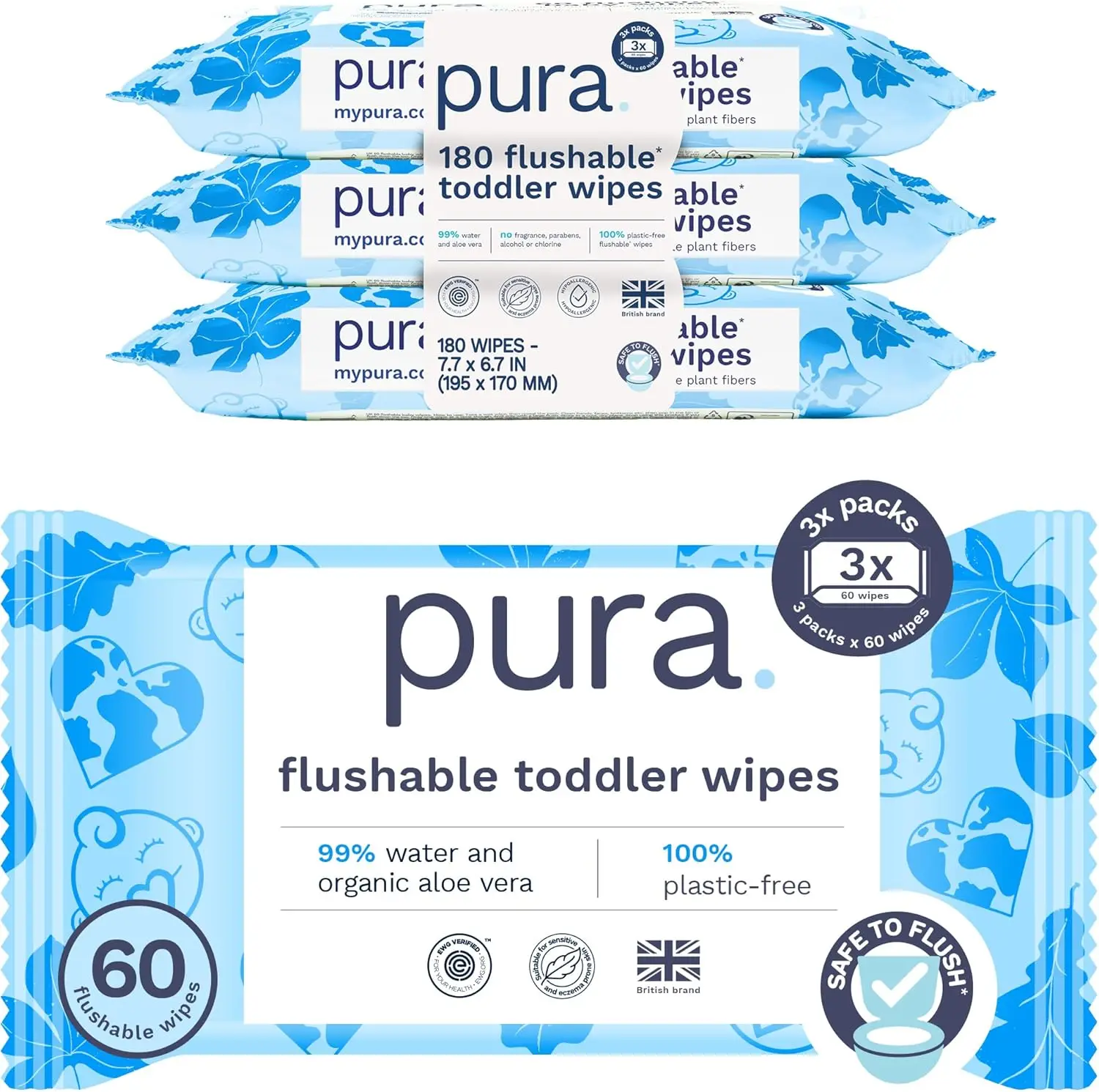 Flushable Toddler Wipes, 180 Count, Plastic-Free, Hypoallergenic & Fragrance-Free for Sensitive Skin
Flushable Toddler Wipes, 180 Count, Plastic-Free, Hypoallergenic & Fragrance-Free for Sensitive Skin