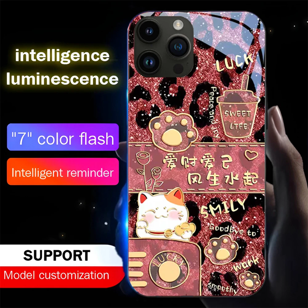 Luxury Fortune Cat Sound Control LED Flash Cases Luminous Glass Cover For iPhone Air 17 E 16 E 15 14 13 12 11 Pro Max Plus
Luxury Fortune Cat Sound Control LED Flash Cases Luminous Glass Cover For iPhone Air 17 E 16 E 15 14 13 12 11 Pro Max Plus
