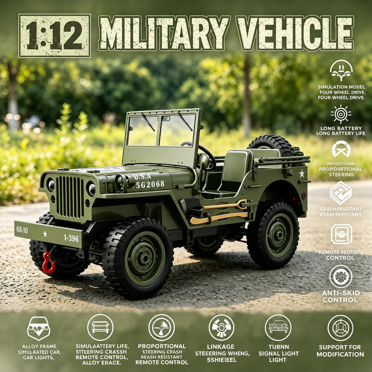 JJRC C8815 1:12 RC Crawler 4WD Willys Jeep RTR Off Road Climbing Car with LED Light Scale Model Toy Gift
JJRC C8815 1:12 RC Crawler 4WD Willys Jeep RTR Off Road Climbing Car with LED Light Scale Model Toy Gift