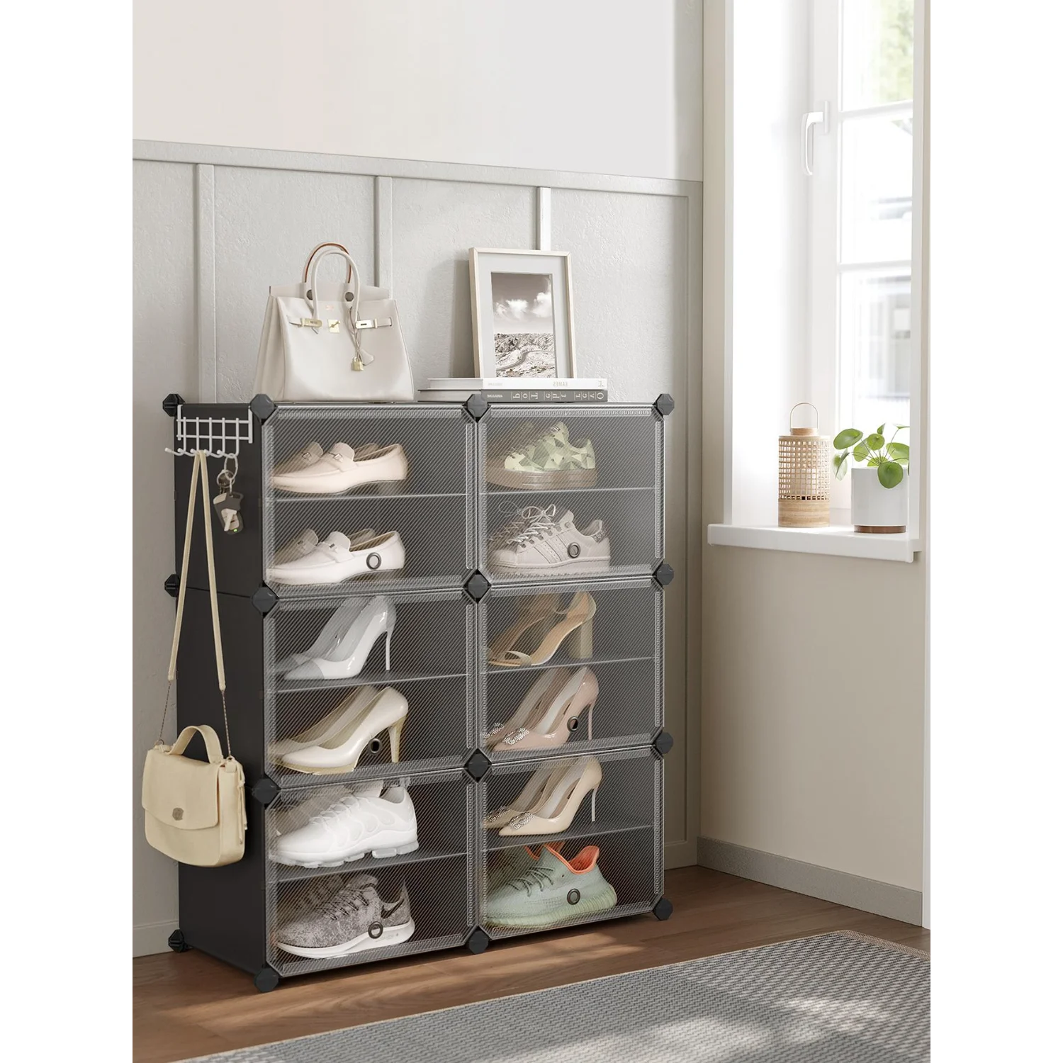 SONGMICS Shoe Rack, 6 Cubes Shoe Organizer With Doors, 24 Pair Plastic Shoe Storage Cabinet, For Bedroom, Entryway, Steel Frame,
SONGMICS Shoe Rack, 6 Cubes Shoe Organizer With Doors, 24 Pair Plastic Shoe Storage Cabinet, For Bedroom, Entryway, Steel Frame,