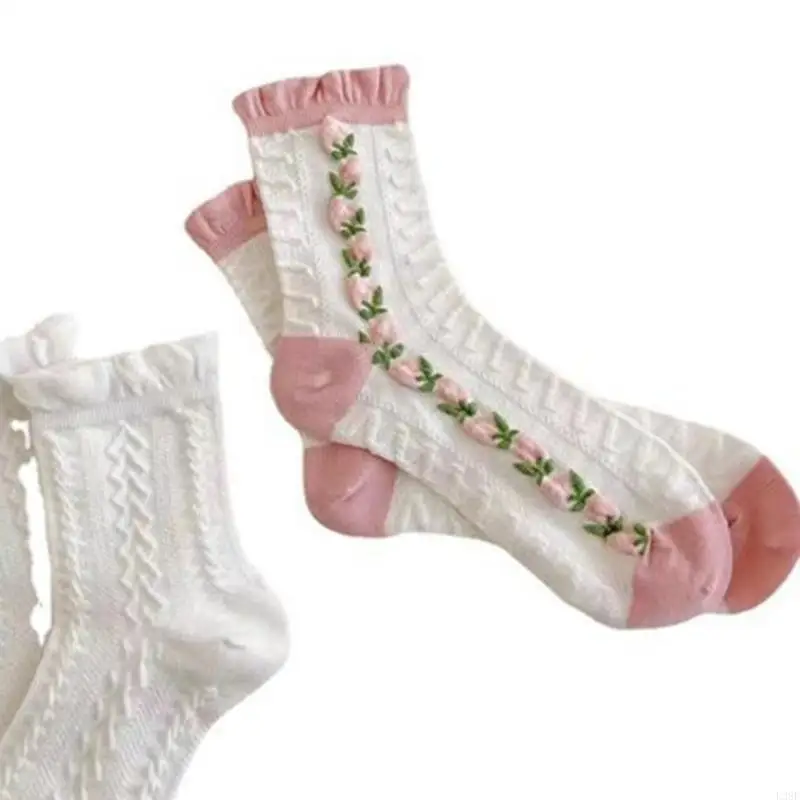 L38E 5 пар женских носков, японские носки средней длины с цветочным принтом в стиле Харадзюку, носки с рюшами и оборками
L38E 5 пар женских носков, японские носки средней длины с цветочным принтом в стиле Харадзюку, носки с рюшами и оборками