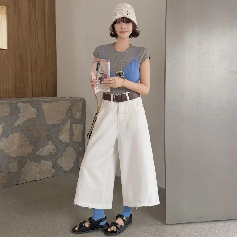 ZHISILAO New White Calf-length Pants Women Vintage Casual High Waist Wide Leg Jeans Summer 2026
ZHISILAO New White Calf-length Pants Women Vintage Casual High Waist Wide Leg Jeans Summer 2026
