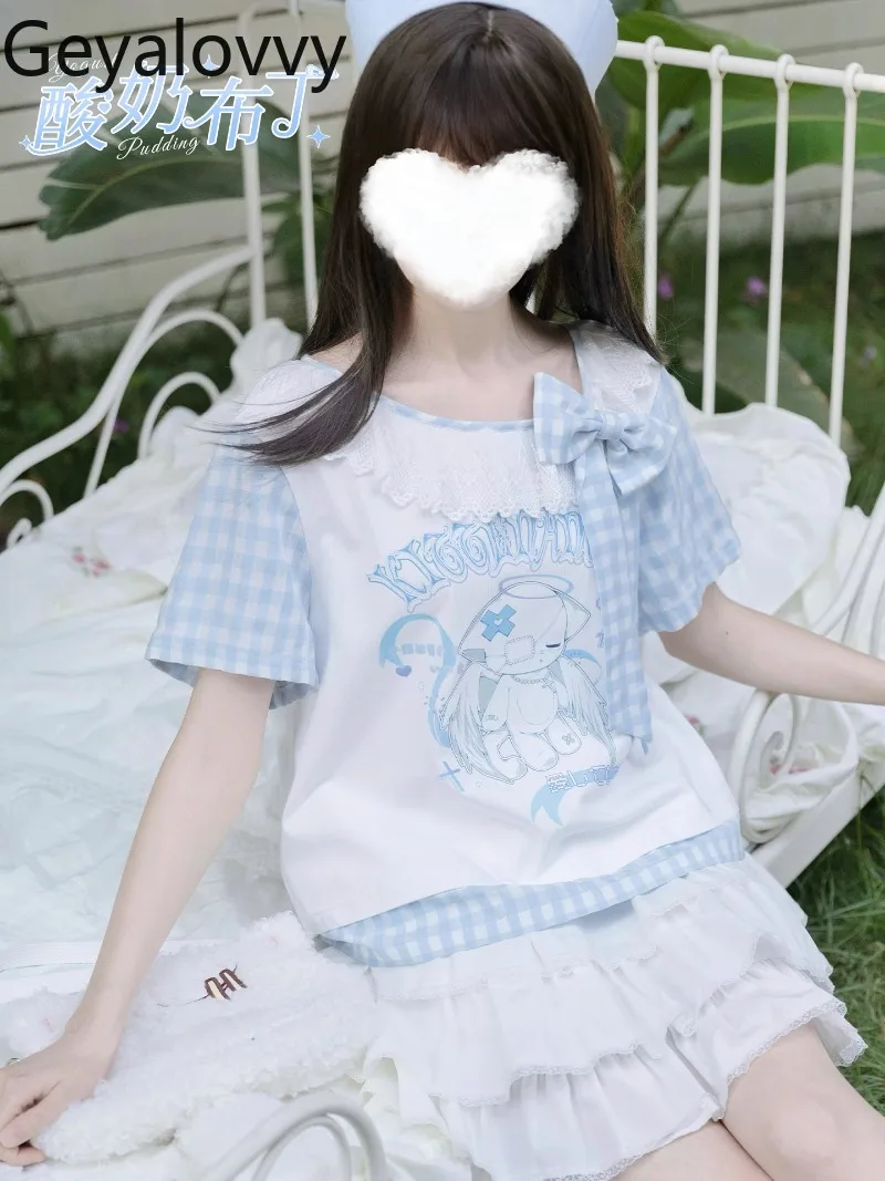 Summer New Original Design Bow Short-sleeved Printed T-shirt and Short Skirt Sweet Cute Girls Fresh Daily Two-piece Set
Summer New Original Design Bow Short-sleeved Printed T-shirt and Short Skirt Sweet Cute Girls Fresh Daily Two-piece Set
