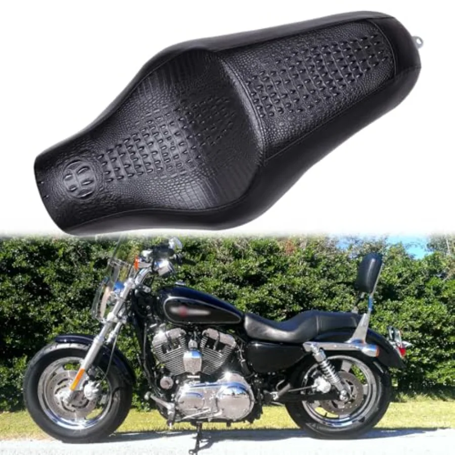 Motorcycle Driver Passenger Seat 2 Up Compatible with Sportster Iron 883 1200 Chopper Bobber Cafe Racer Custom - Black Crocodil
Motorcycle Driver Passenger Seat 2 Up Compatible with Sportster Iron 883 1200 Chopper Bobber Cafe Racer Custom - Black Crocodil