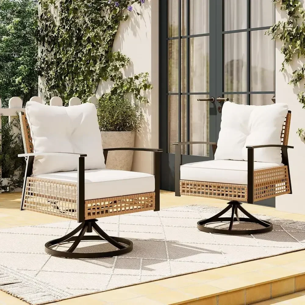 2-Piece Outdoor Swivel Rocking Wicker Patio Set with Cushions for Backyard (Beige)
2-Piece Outdoor Swivel Rocking Wicker Patio Set with Cushions for Backyard (Beige)
