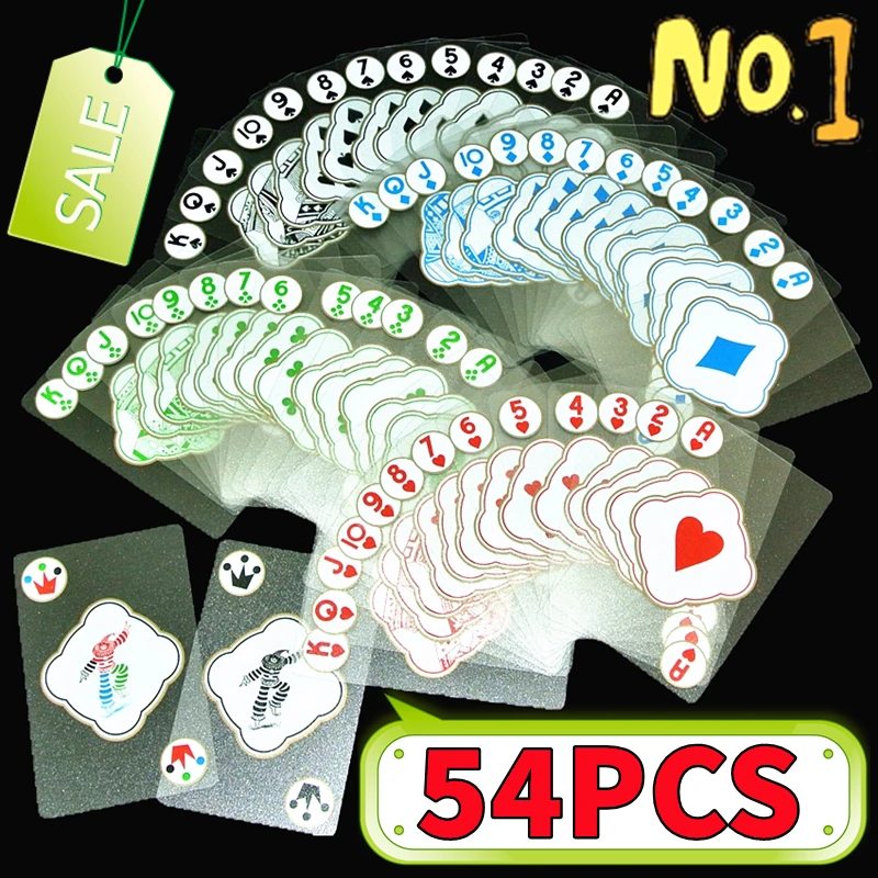 54PCS(1Set) Waterproof Transparent Plastic Playing Cards Creative Durable PVC Poker for Deck Board Game and Classic Card Games
54PCS(1Set) Waterproof Transparent Plastic Playing Cards Creative Durable PVC Poker for Deck Board Game and Classic Card Games