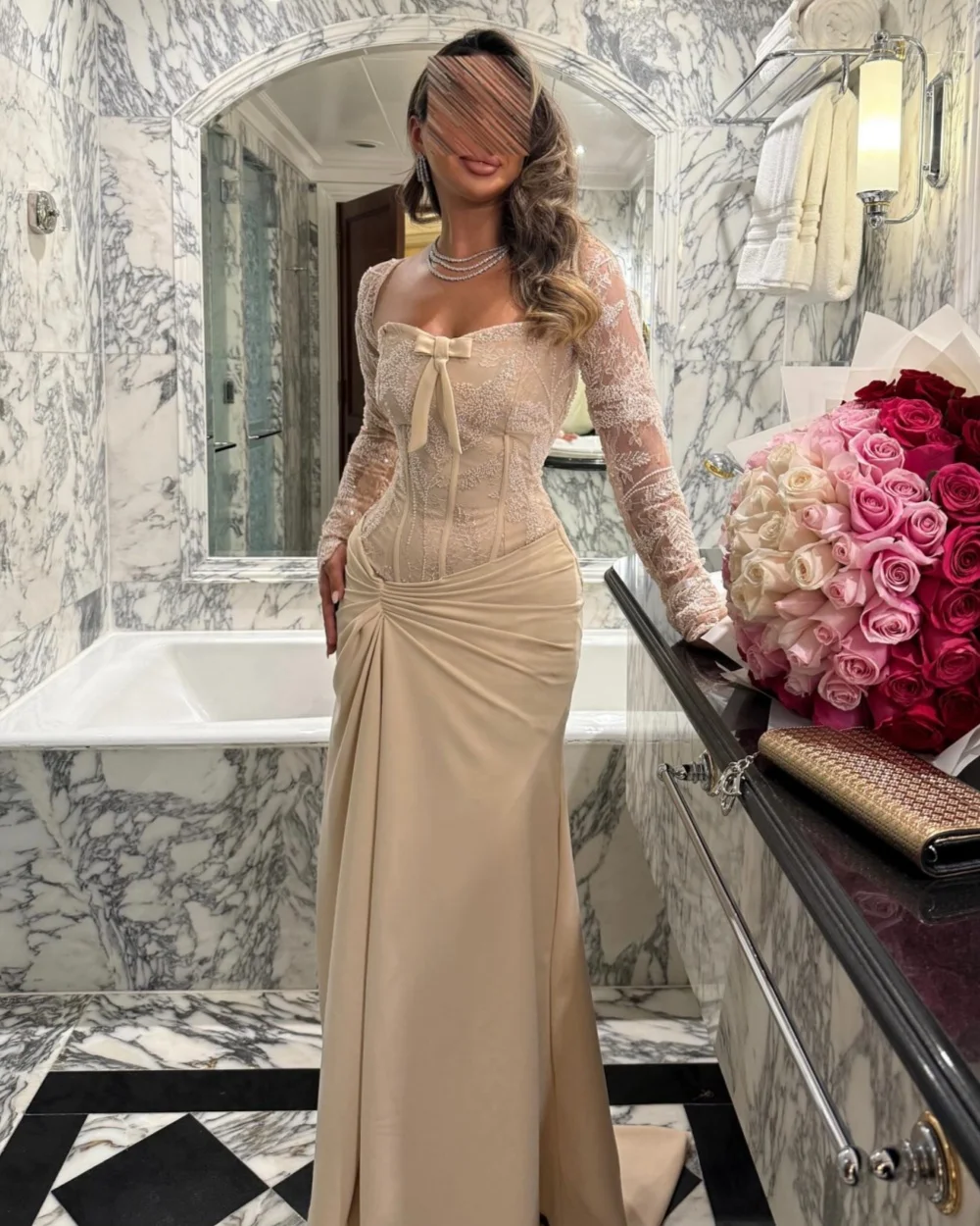 Customized Intricate Classic Jersey Lace Bow Pleat Mermaid Square Neck Long Dresses Bespoke Occasion Dresses Modern Style Retro
Customized Intricate Classic Jersey Lace Bow Pleat Mermaid Square Neck Long Dresses Bespoke Occasion Dresses Modern Style Retro