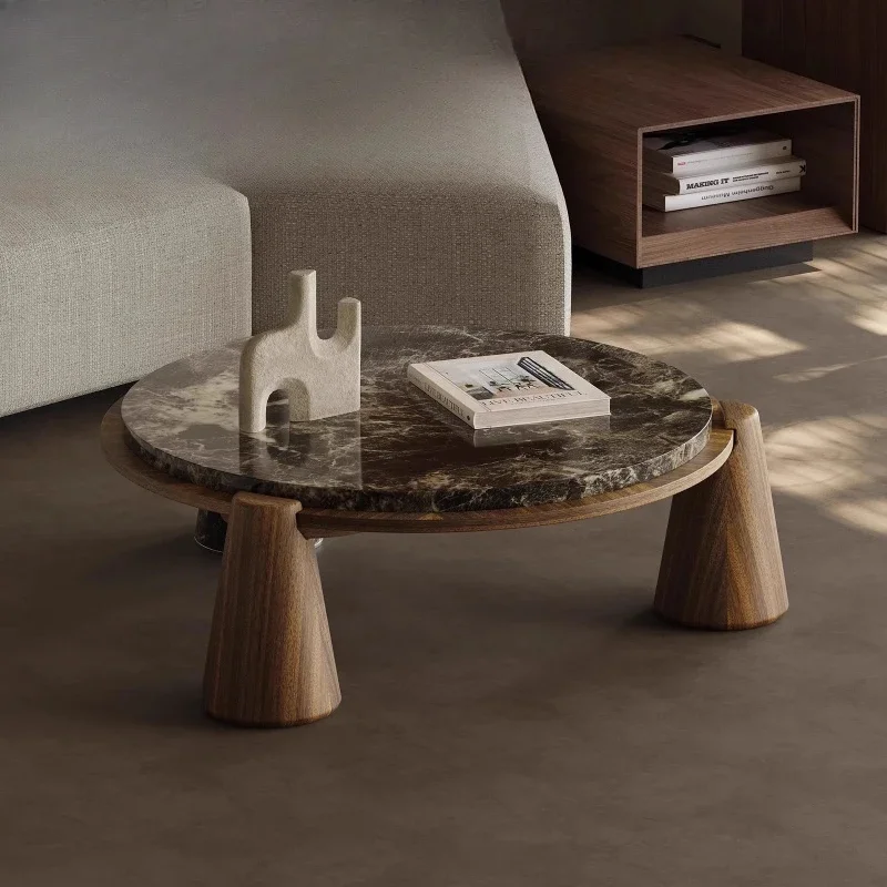 B Wabi-sabi marble coffee table round high-end light luxury walnut high-end medieval tea table
B Wabi-sabi marble coffee table round high-end light luxury walnut high-end medieval tea table
