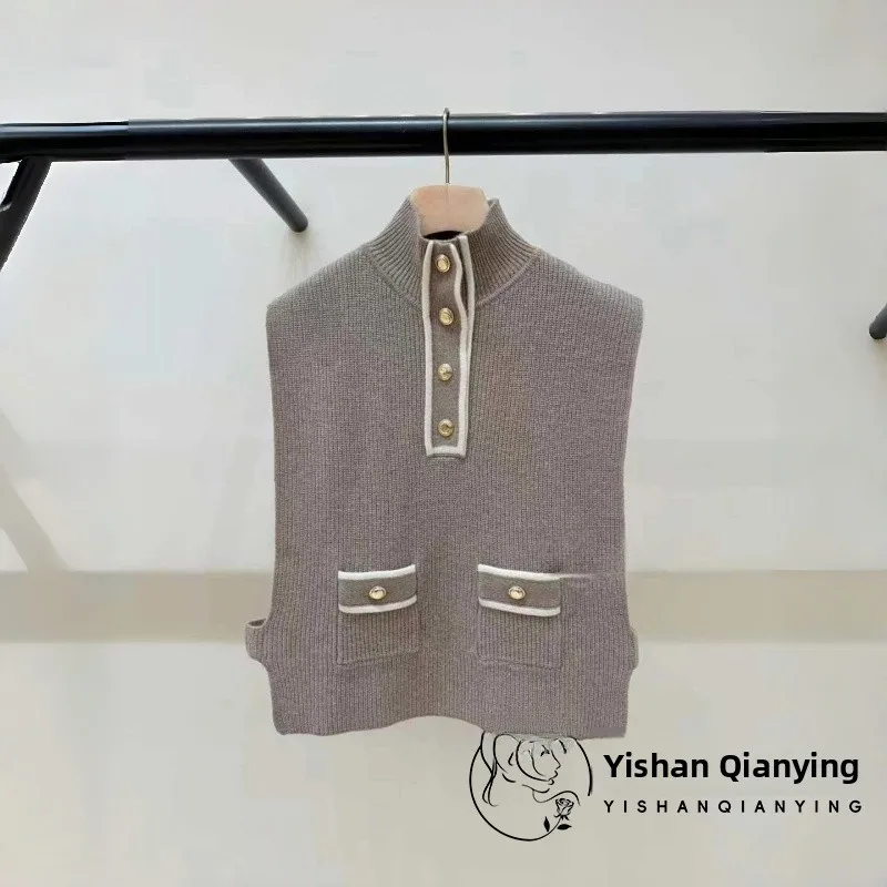 Knitted Vest Asymmetric Pocket High Collar Waist-Cinched Sleeveless Autumn Winter Fashion for Women Commute Style
Knitted Vest Asymmetric Pocket High Collar Waist-Cinched Sleeveless Autumn Winter Fashion for Women Commute Style
