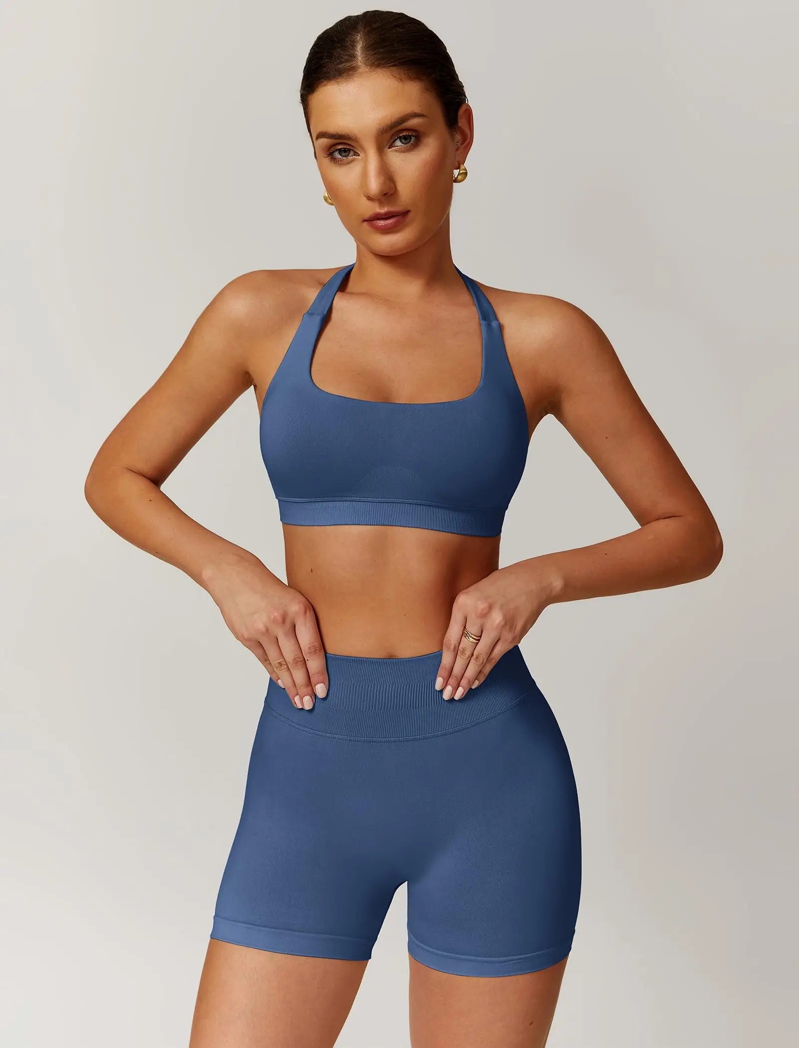 Workout Sets for Women 2 Piece seamless Halter Sports Bra Scrunch Butt Impact Shorts Gym Yoga Outfits
Workout Sets for Women 2 Piece seamless Halter Sports Bra Scrunch Butt Impact Shorts Gym Yoga Outfits