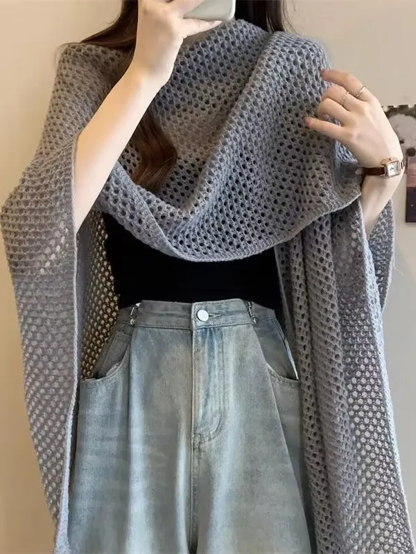 Fashionable Loose Knitted Hollow out Shoulder Wrap Women's Summer Large Size Elegant Design Slimming Air Conditioned Cardigan
Fashionable Loose Knitted Hollow out Shoulder Wrap Women's Summer Large Size Elegant Design Slimming Air Conditioned Cardigan