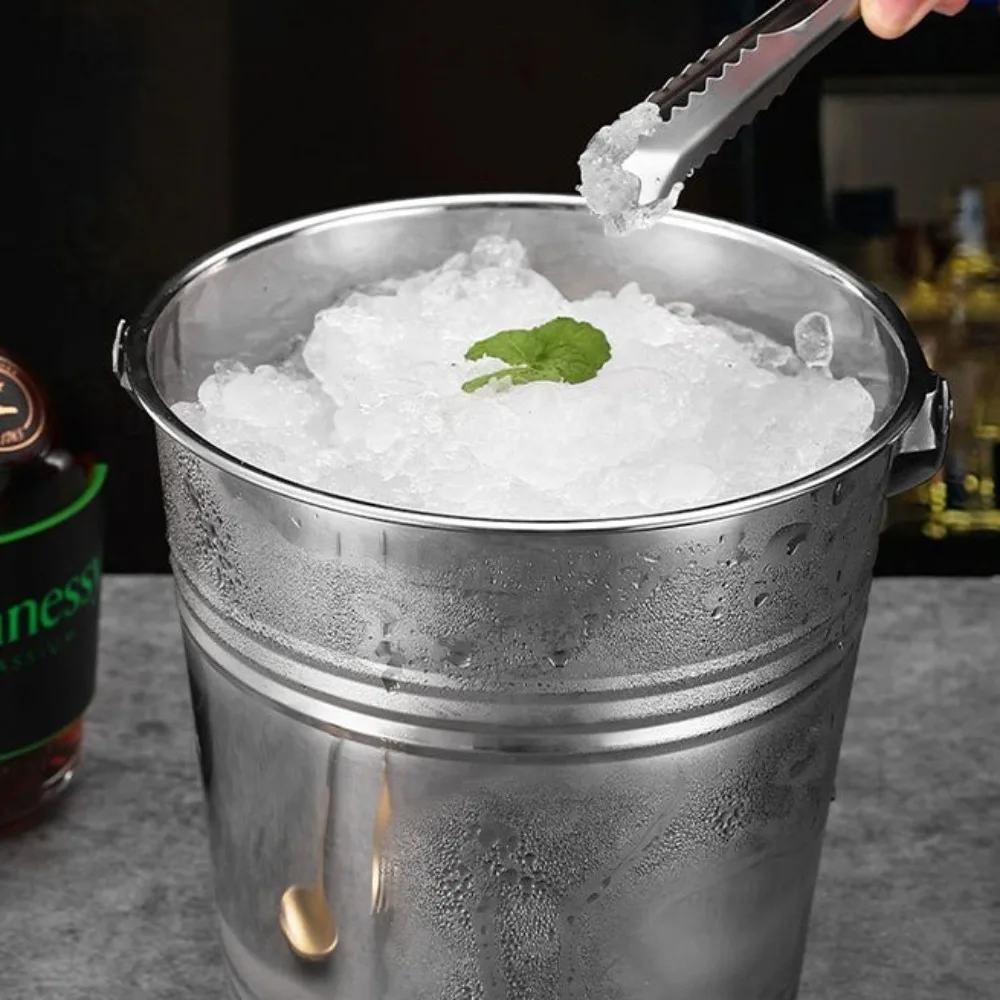 Multifunctional Stainless Steel Ice Bucket with Handles Round Champagne Bucket Portable Thickened Mini Metal Buckets Bar
Multifunctional Stainless Steel Ice Bucket with Handles Round Champagne Bucket Portable Thickened Mini Metal Buckets Bar