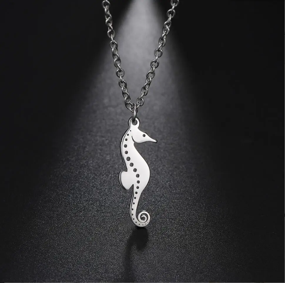 1PC Seahorse Pendant Necklace Stainless Steel Hippocampus Sea Animal Chain Necklaces Fashion Jewelry Gift For Men Women F1522
1PC Seahorse Pendant Necklace Stainless Steel Hippocampus Sea Animal Chain Necklaces Fashion Jewelry Gift For Men Women F1522