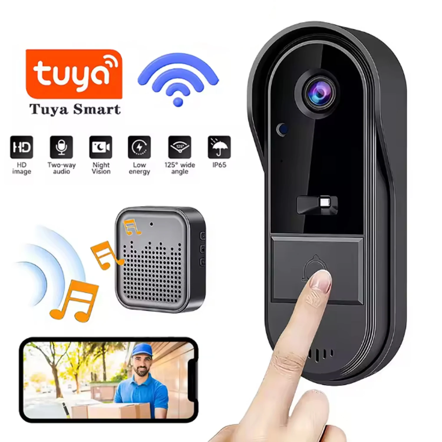 Tuya Doorbell Camera Wifi Wireless Outdoor Video Eye Doorbell Waterproof Camera Two-Way Voice Night Vision Intercom Monitor
Tuya Doorbell Camera Wifi Wireless Outdoor Video Eye Doorbell Waterproof Camera Two-Way Voice Night Vision Intercom Monitor