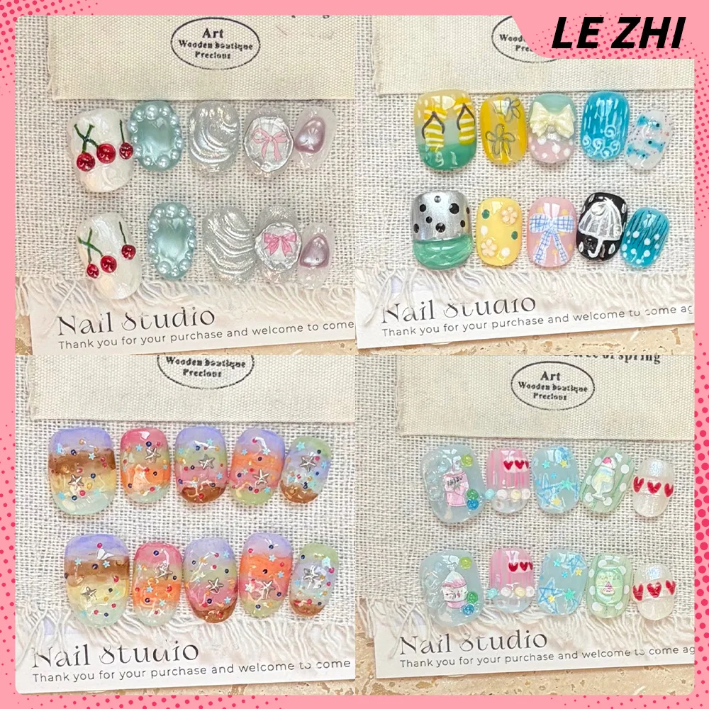 Sweet Cute Korean-Style Bowknot Star Pearl Dot Short Fake Nail Hand-Drawn Flower Love Drink Cherry Nail Art Summer Accessories
Sweet Cute Korean-Style Bowknot Star Pearl Dot Short Fake Nail Hand-Drawn Flower Love Drink Cherry Nail Art Summer Accessories