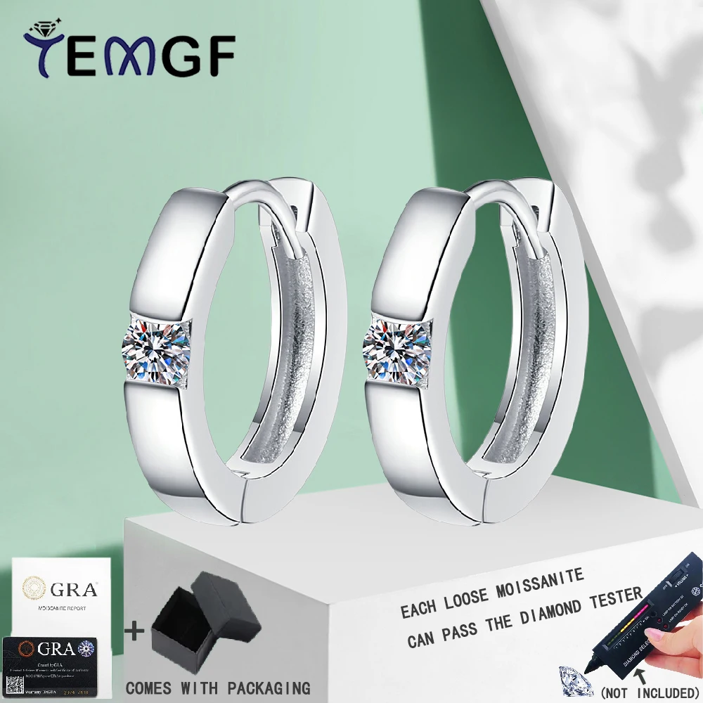 TEMGF 100% Moissanite Hoop Ear Studs GRA Certification Fine Jewelry Simple 925 Sterling Silver Cool Earrings for Women Men
TEMGF 100% Moissanite Hoop Ear Studs GRA Certification Fine Jewelry Simple 925 Sterling Silver Cool Earrings for Women Men