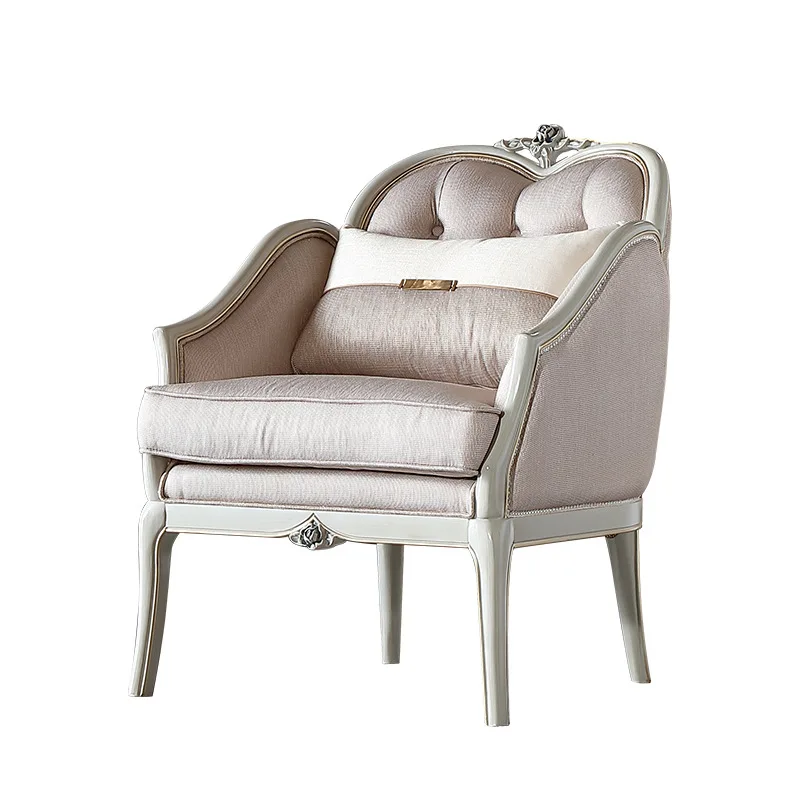 French living room solid wood fabric leisure chair European single sofa round table
French living room solid wood fabric leisure chair European single sofa round table