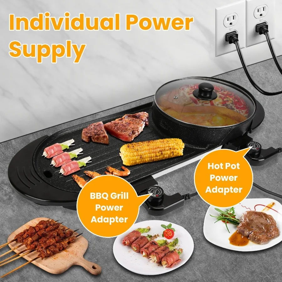 2 in 1 Electric Hot Pot with BBQ Grill Cooker 2200W Smokeless NonStick Korean BBQ Grill Shabu Shabu Hot Pot with Independent Te
2 in 1 Electric Hot Pot with BBQ Grill Cooker 2200W Smokeless NonStick Korean BBQ Grill Shabu Shabu Hot Pot with Independent Te