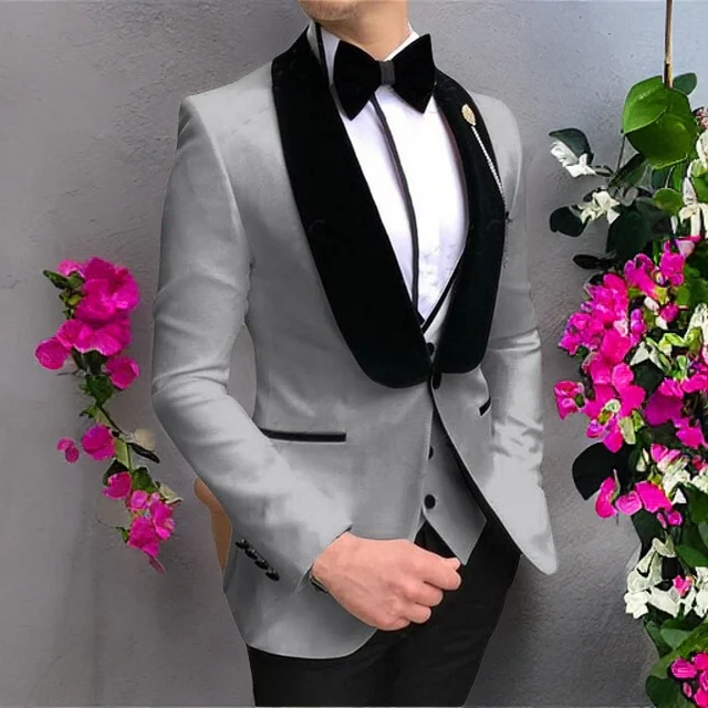 Elegant Slim Fit Men's Suits with Black Shawl Lapel for Wedding Groom Tuxedos 3-Piece Prom Blazer Set (Jacket + Pants + Vest)
Elegant Slim Fit Men's Suits with Black Shawl Lapel for Wedding Groom Tuxedos 3-Piece Prom Blazer Set (Jacket + Pants + Vest)