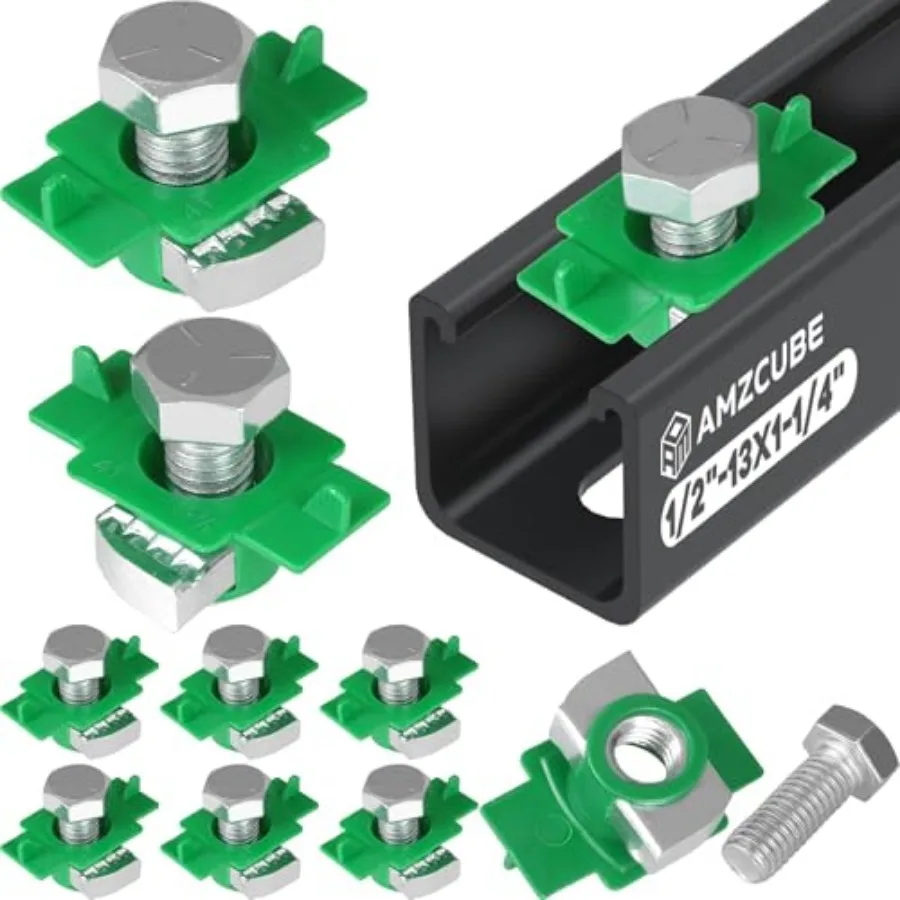 1/2"-13 Nylon Strut Channel Cone Nut and Bolt - Pack, 9mm Thickened Strut Channel Squeeze Nut, Compatible with Strut Channel Su
1/2"-13 Nylon Strut Channel Cone Nut and Bolt - Pack, 9mm Thickened Strut Channel Squeeze Nut, Compatible with Strut Channel Su