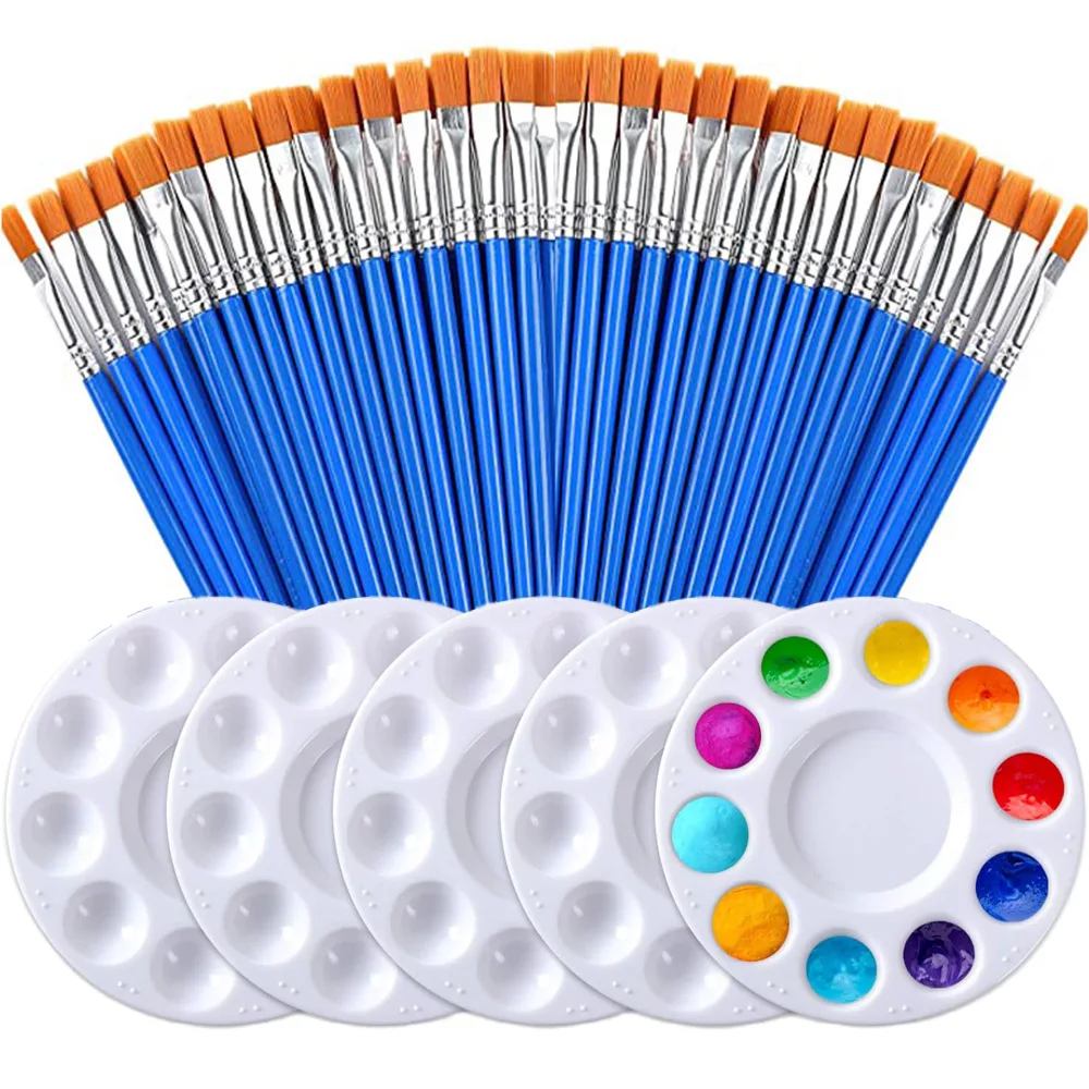 Набор кистей для рисования, палитры, 30 шт., плоские нейлоновые кисти для волос с 5 лотками для рисования для акрила, акварели, масла, гуаши, температуры
Набор кистей для рисования, палитры, 30 шт., плоские нейлоновые кисти для волос с 5 лотками для рисования для акрила, акварели, масла, гуаши, температуры