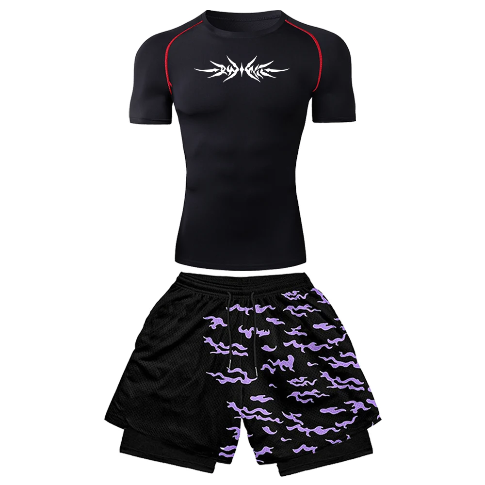 Men's Gym Set Compression Shirt T-shirt + 3D Printed Shorts 2 Piece Tracksuit Sportswear Fitness Training Running Suit Male
Men's Gym Set Compression Shirt T-shirt + 3D Printed Shorts 2 Piece Tracksuit Sportswear Fitness Training Running Suit Male