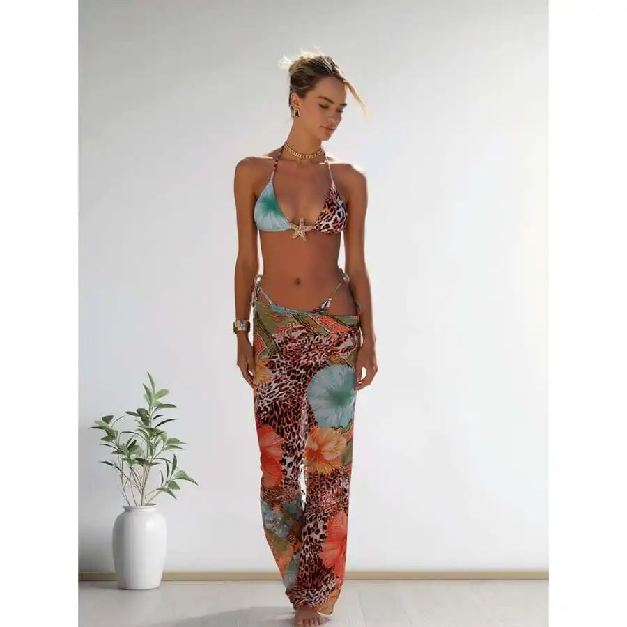 Womens Floral Print Chiffon Cover Up Two Piece Swimsuit Halter Tie Backless Beach Dress Summer Vacation
Womens Floral Print Chiffon Cover Up Two Piece Swimsuit Halter Tie Backless Beach Dress Summer Vacation